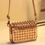 All Studded Shoulder Bag / Handbag / Clutch (Metallic Champagne)