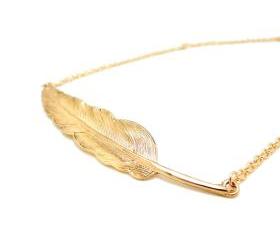 Golden Feather Necklace