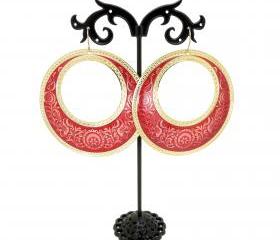 Crimson Floral Drop Earrings