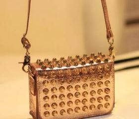 All Studded Shoulder Bag / Handbag / Clutch (Metallic Champagne)