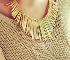 Metallic Fringes Collar Necklace (2 Colors!)
