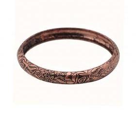 Rose Gold Retro Floral Engraved Bangle