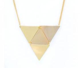 Retro Geo Triangles Pendant Necklace