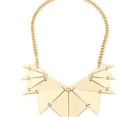 Tribal Retro Gold Triangles Pendant Necklace