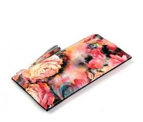 Genuine Leather Pink Roses Oil Painting Purse
