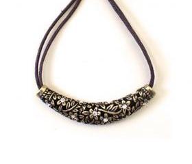 Floral Engraved Collar Bar Necklace