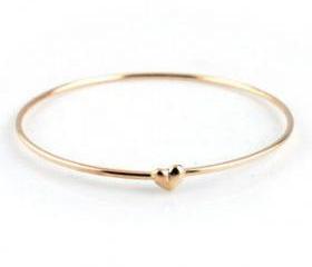 Simple Golden Heart Bangle