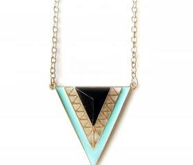 Burnish Gold Arrow Geo Triangles Necklace