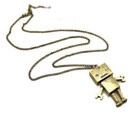 Retro Gold Robot Necklace
