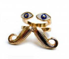 Eye and Moustache Ring