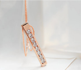 Rose Gold Rhinestones Bar Necklace