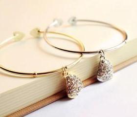 Rhinestones Heart Charm Bracelet